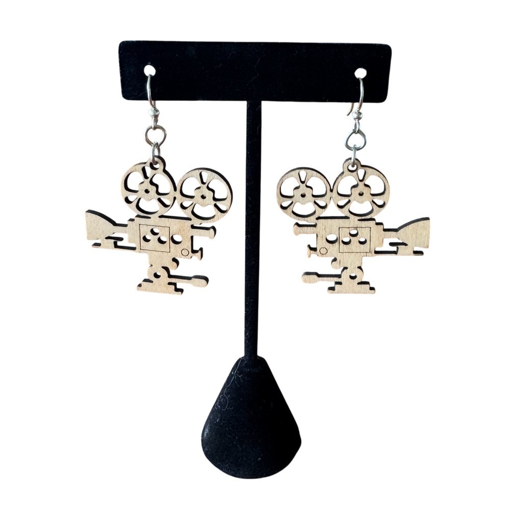 Movie Camera - Laser Cut Woods Earrings